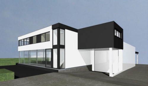 Bouwen van showroom met appartement